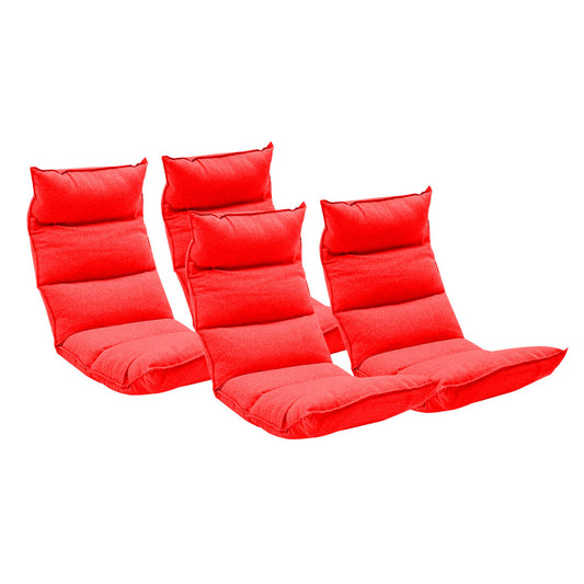 SOGA 4X Foldable Tatami Floor Sofa Bed Meditation Lounge Chair Recliner Lazy Couch Red • LUZ-LoungeLeatherRedX4