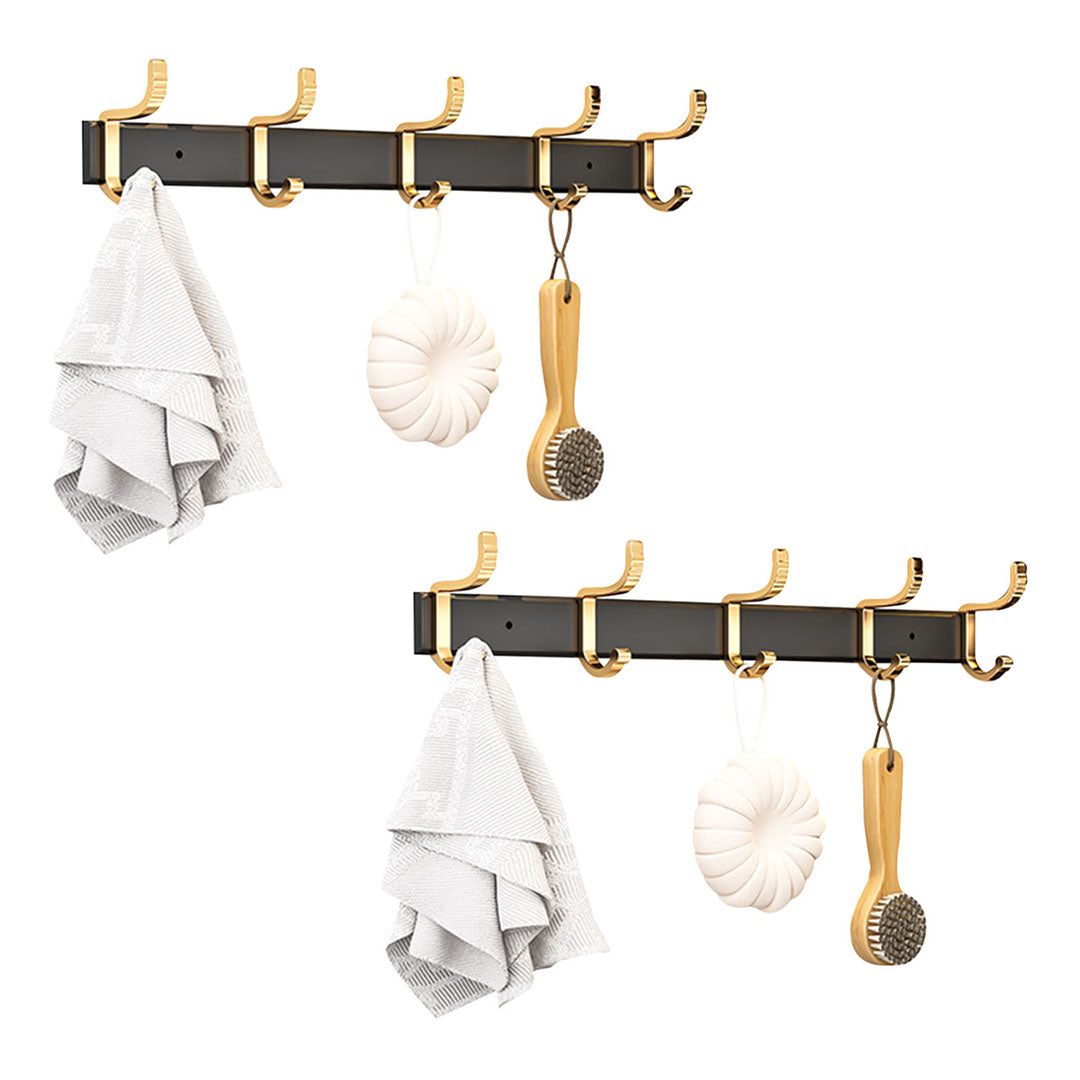 SOGA 2X 41cm Wall Mounted Towel Rack Space-Saving Hanger Organiser with Durable Hooks LUZ-TAN1014X2