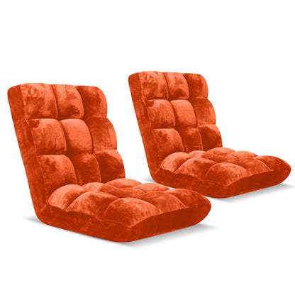 SOGA 2X Floor Recliner Folding Lounge Sofa Futon Couch Folding Chair Cushion Orange • LUZ-LoungeChairOrangeX2