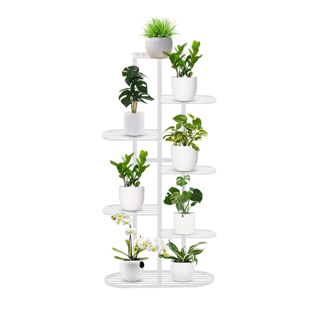 SOGA 7 Tier 8 Pots White Metal Plant Rack Flowerpot Storage Display Stand Holder Home Garden Decor • LUZ-FPotH34