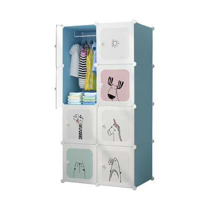 SOGA 8 Cubes Blue Portable Wardrobe Divide-Grid Modular Storage Organiser Foldable Closet • LUZ-Wrobe2012