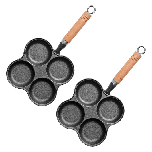SOGA 2X 4 Mold Multi-Portion Cast Iron Breakfast Fried Egg Pancake Omelet Fry Pan • LUZ-ZPai027X2