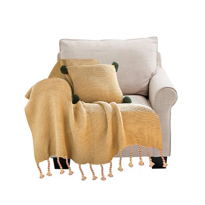 SOGA Coffee Tassel Fringe Knitting Blanket Warm Cozy Woven Cover Couch Bed Sofa Home Decor • LUZ-Blanket929