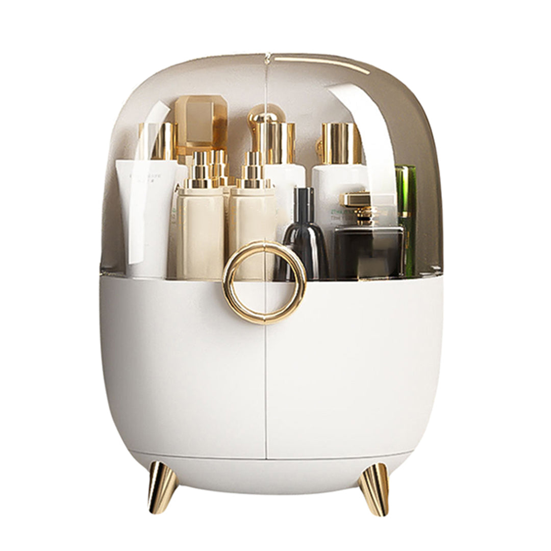 SOGA White Transparent Countertop Makeup Organiser Cosmetic Storage Waterproof Dustproof Bathroom Skincare Holder with Lid • LUZ-BathF901
