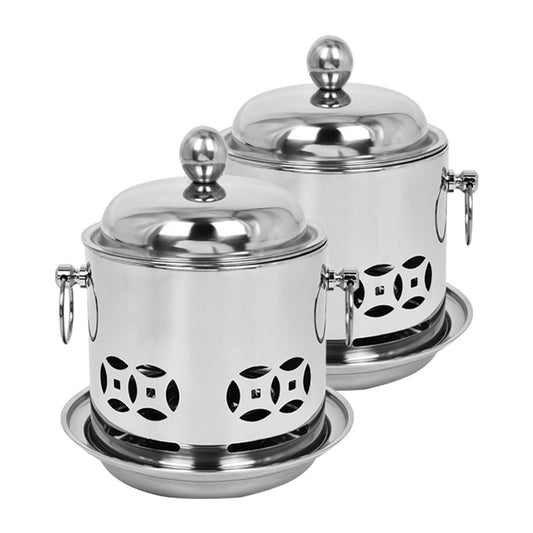 SOGA 2X Stainless Steel Mini Asian Buffet Hot Pot Single Person Shabu Alcohol Stove Burner with Lid • LUZ-ChafingDishHotPot5X2