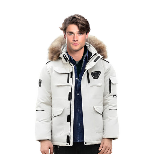 abbee White 3XL Winter Fur Hooded Down Jacket Stylish Lightweight Quilted Warm Puffer Coat • LUZ-DJ-5858D