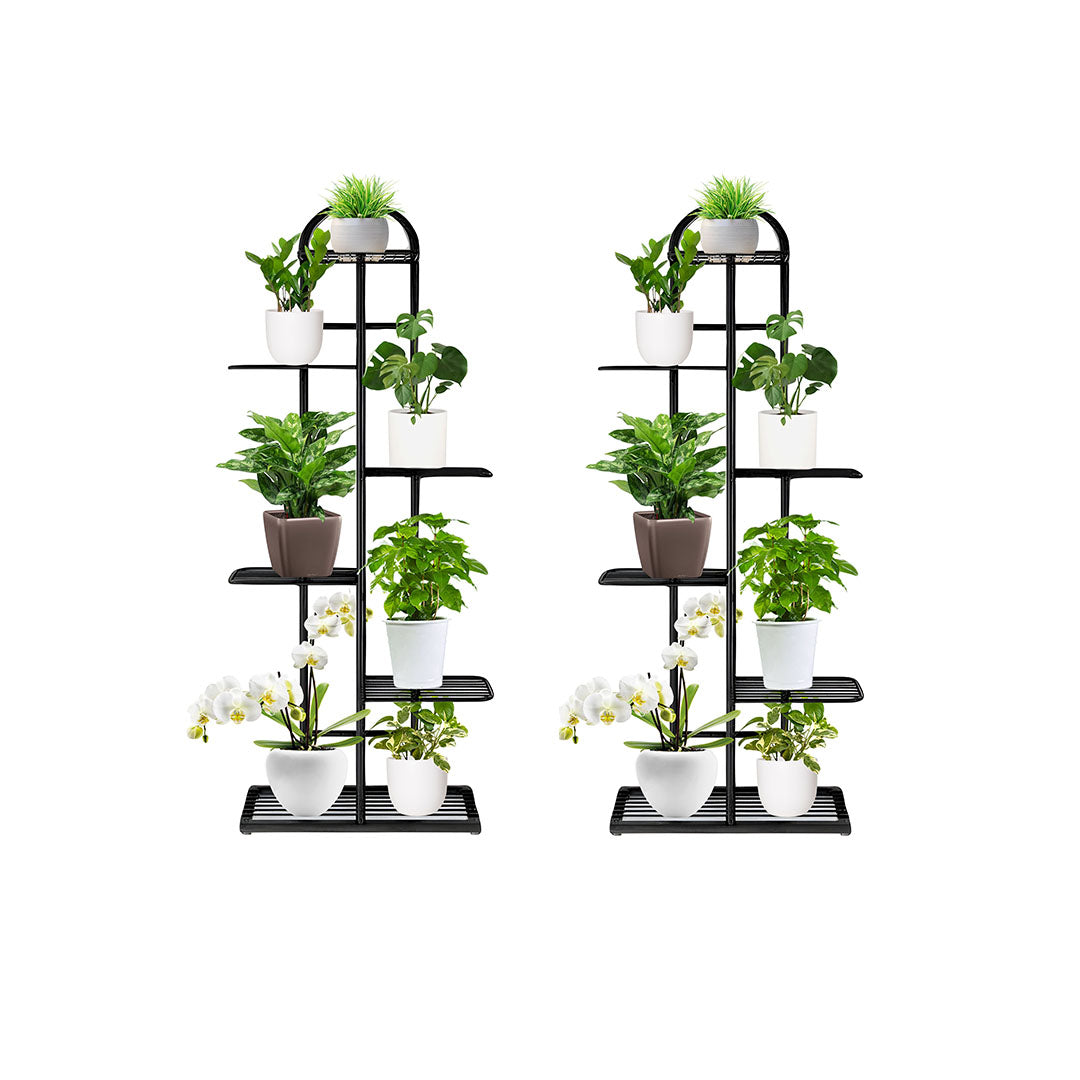SOGA 2X 6 Tier 7 Pots Black Metal Plant Stand Flowerpot Display Shelf Rack Indoor Home Office Decor • LUZ-FPotH04X2