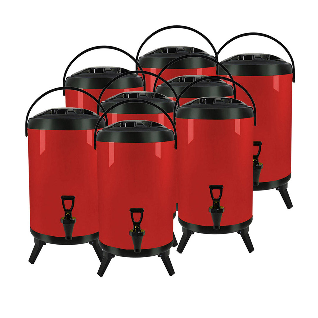 SOGA 8X 10L Stainless Steel Insulated Milk Tea Barrel Hot and Cold Beverage Dispenser Container with Faucet Red • LUZ-VICDispenser10LREDX8
