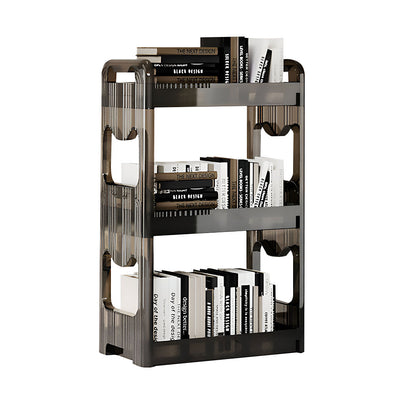 SOGA 38x24cm Black 3 Tier Bookshelf & Cosmetic Storage Organizer Trolley Rack • LUZ-BookSheDark4