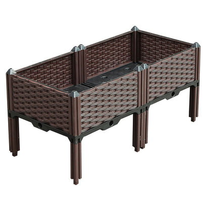 SOGA 80cm Raised Planter Box Vegetable Herb Flower Outdoor Plastic Plants Garden Bed with Legs • LUZ-PlantBox2E