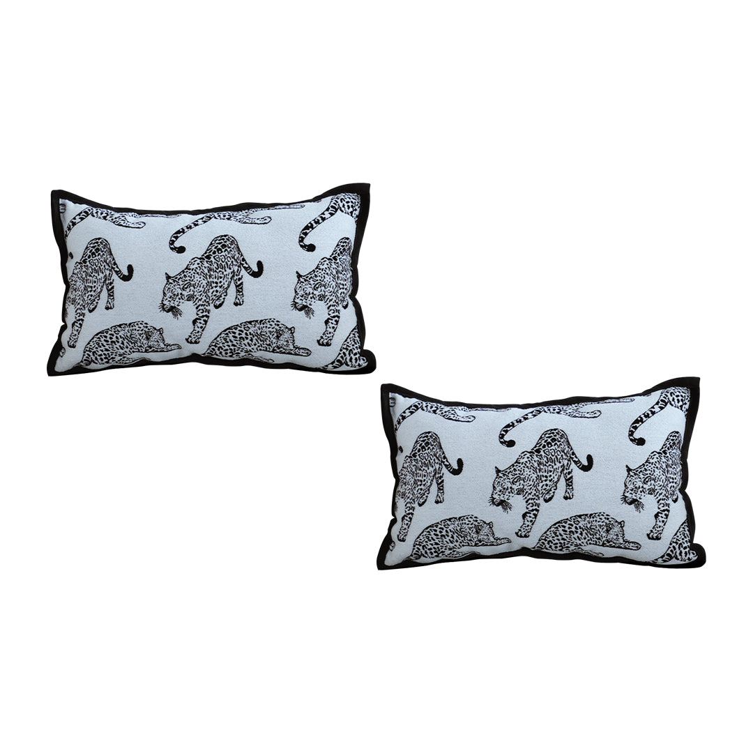 SOGA 2X 30cm Throw Pillow White &  Black Leopard Light Luxury Lumbar Decorative Cushion for Living Room • LUZ-FrenchCushion296X2