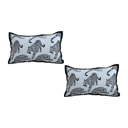 SOGA 2X 30cm Throw Pillow White &  Black Leopard Light Luxury Lumbar Decorative Cushion for Living Room • LUZ-FrenchCushion296X2