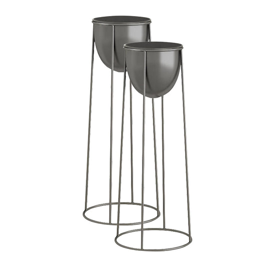 SOGA 2X 70cm Round Wire Metal Flower Pot Stand with Black Flowerpot Holder Rack Display • LUZ-FPotH72RoundBLKX2