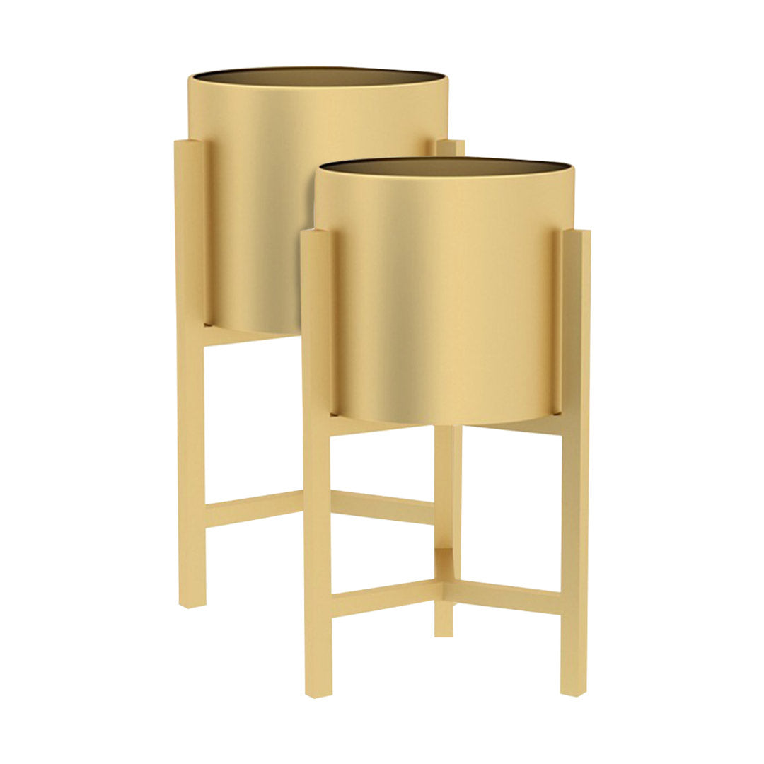 SOGA 2X 45CM Gold Metal Plant Stand with Flower Pot Holder Corner Shelving Rack Indoor Display • LUZ-FPotH47GLDX2