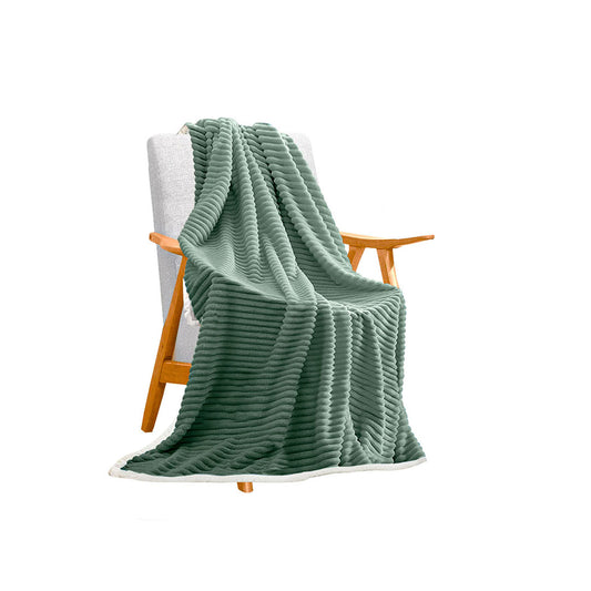 SOGA Light Green Throw Blanket Warm Cozy Double Sided Thick Flannel Coverlet Fleece Bed Sofa Comforter • LUZ-Blanket307