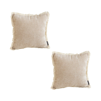 SOGA 2X 45cm Throw Pillow Latte Color Chenille Textured with Tassels Stylish Square Cozy Home Decor • LUZ-FrenchCushion278X2