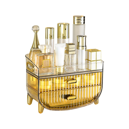 SOGA 3 Tier Golden Yellow Multifunctional Countertop Cosmetic Storage Makeup Skincare Holder Jewelry Cabinet Bathroom Desk Drawer Vanity Organiser • LUZ-BathC124