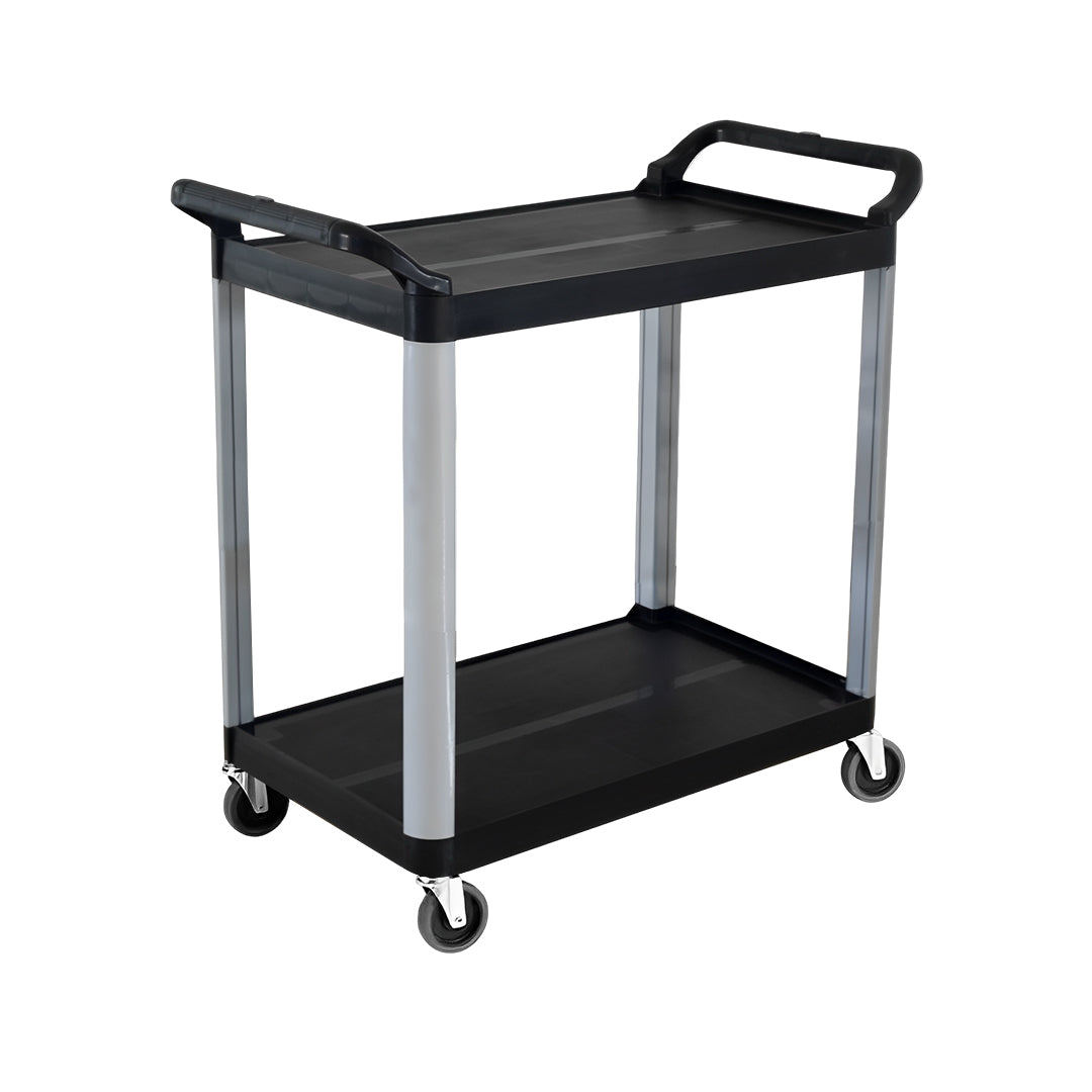 SOGA 2 Tier Food Trolley Portable Kitchen Cart Multifunctional Big Utility Service with wheels 845x430x940mm Black • LUZ-FoodCart1521