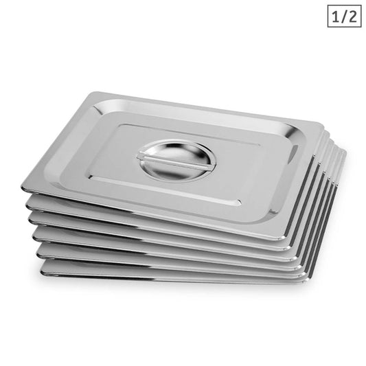 SOGA 6X Gastronorm GN Pan Lid Full Size 1/2 Stainless Steel Tray Top Cover • LUZ-GP5502-JLID2F-X6