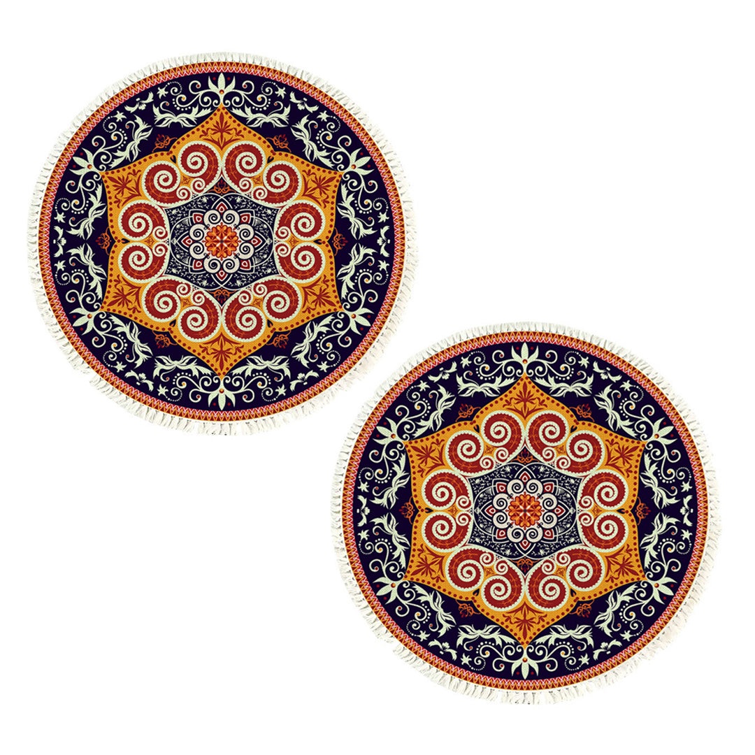 SOGA 2X 90cm Round Mandala Ethnic Style Round Carpet, Anti-slip Doormat, Home Decor • LUZ-CarpetRAG7X2