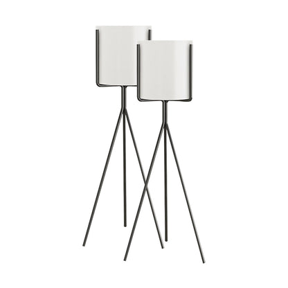 SOGA 2X 80cm Tripod Flower Pot Plant Stand with White Flowerpot Holder Rack Indoor Display • LUZ-FPotH82WHTX2