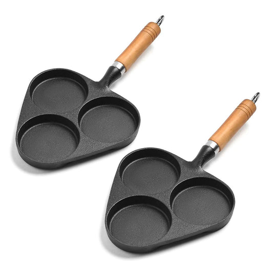 SOGA 2X 3 Mold Cast Iron Breakfast Fried Egg Pancake Omelette Fry Pan • LUZ-ZPaiB4X2