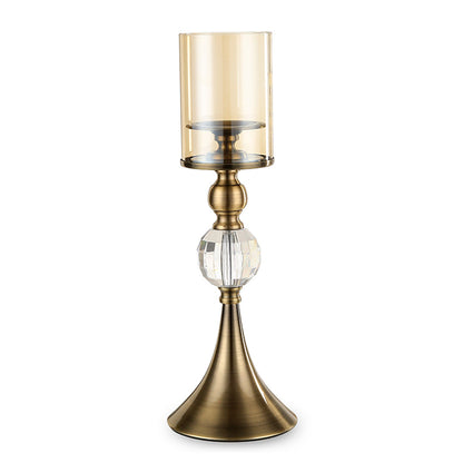 SOGA 43cm Glass Candle Holder Candle Stand Glass/Metal • LUZ-CandleStickBLarge