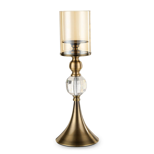 SOGA 43cm Glass Candle Holder Candle Stand Glass/Metal • LUZ-CandleStickBLarge