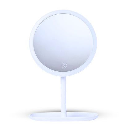 SOGA 26cm White Round Smart LED Makeup Bedroom Table Vanity Mirror Tricolor Adjustable Light LUZ-MirrorE6