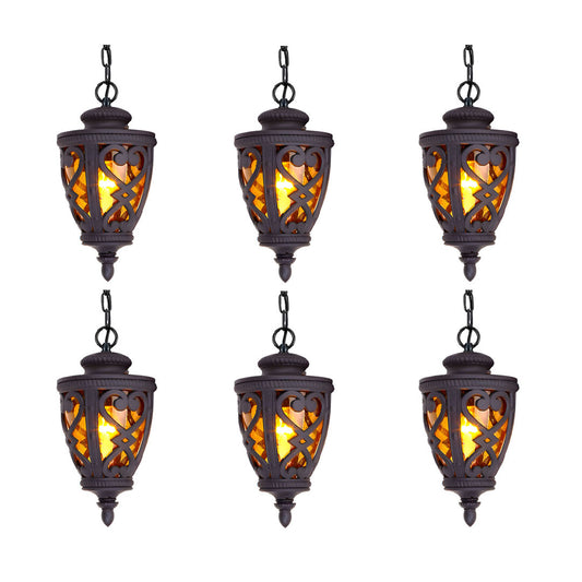 Vintage Lamp 6X 48cm  Aluminum Glass Lantern Chandelier for Home Decor • LUZ-Lamp301HangX6