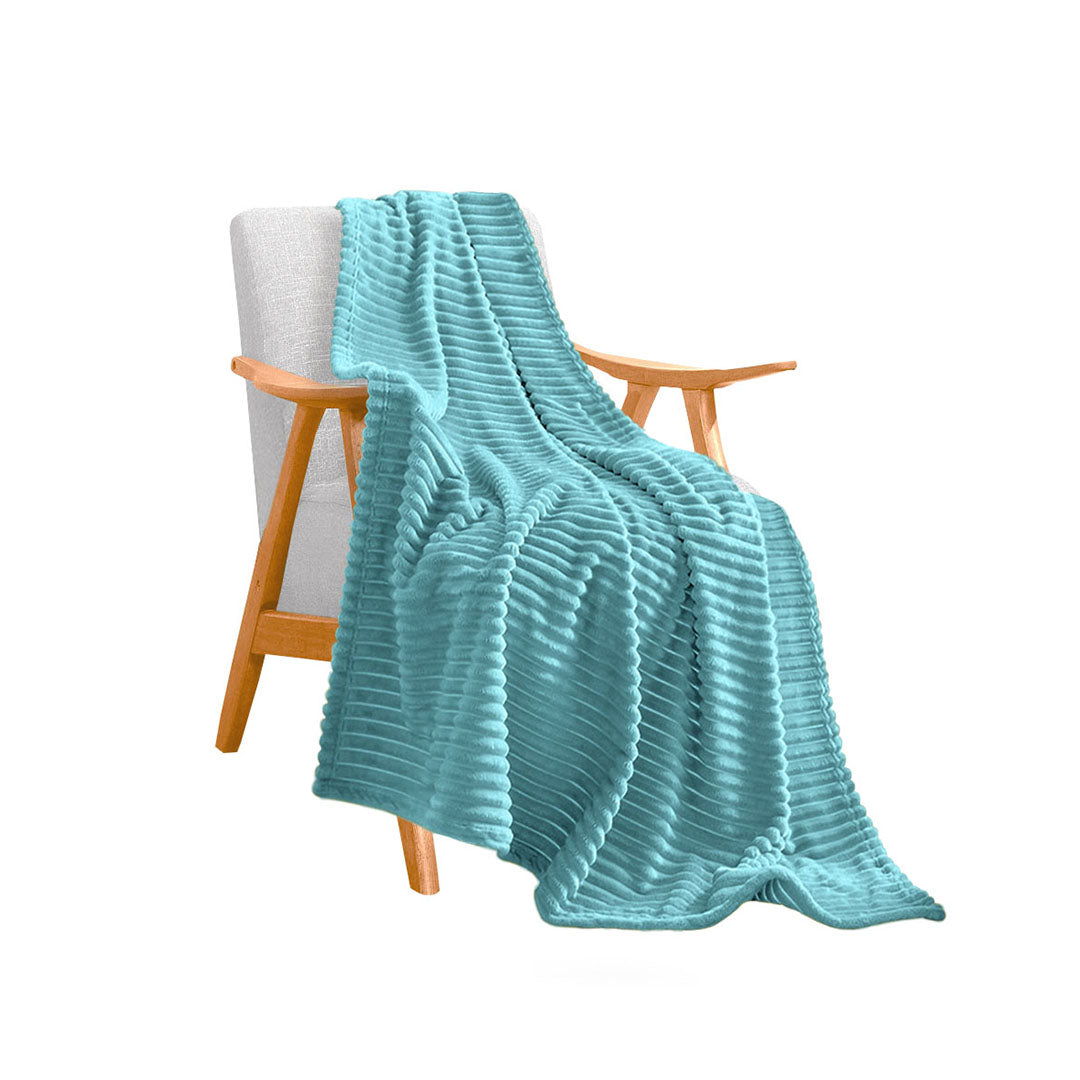 SOGA Sky Blue Throw Blanket Warm Cozy Striped Pattern Thin Flannel Coverlet Fleece Bed Sofa Comforter • LUZ-Blanket315