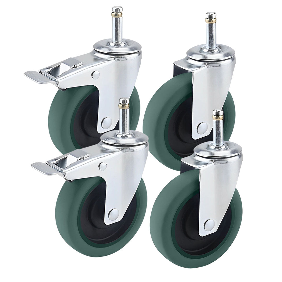 SOGA 4" Heavy Duty Polyurethane Swivel Castor Wheels with 2 Lock Brakes Casters • LUZ-FC1511WheelsFullSet