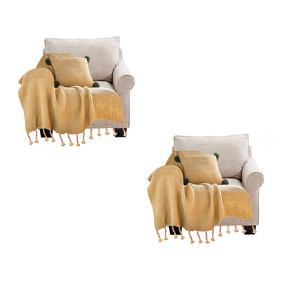 SOGA 2X Coffee Tassel Fringe Knitting Blanket Warm Cozy Woven Cover Couch Bed Sofa Home Decor • LUZ-Blanket929X2