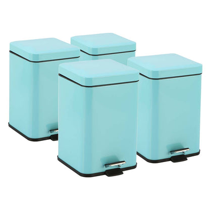 SOGA 4X 12L Foot Pedal Stainless Steel Rubbish Recycling Garbage Waste Trash Bin Square Blue • LUZ-RubbishBinSquare12LBlueX4