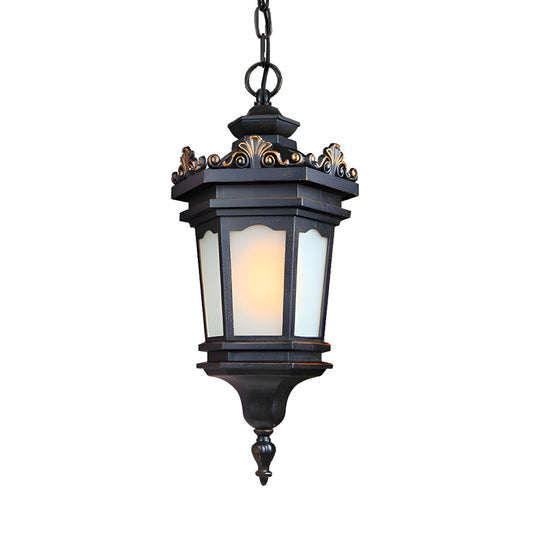 Vintage Lamp 54.5cm Elegant Aluminum & Glass Lantern Chandelier Classic Hanging Light Fixture Antique Style • LUZ-Lamp320Hang