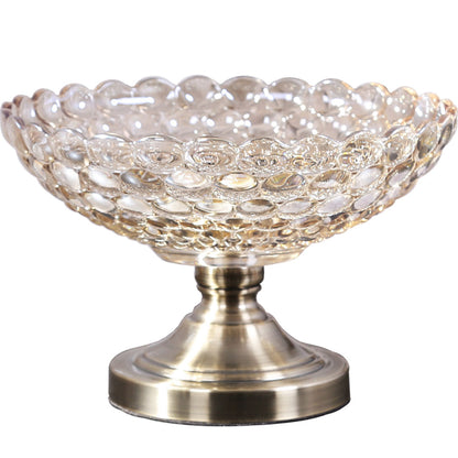 SOGA Bronze Pedestal Crystal Glass Fruit Bowl Candy Holder Countertop Dessert Serving Basket Decor • LUZ-Plate6063