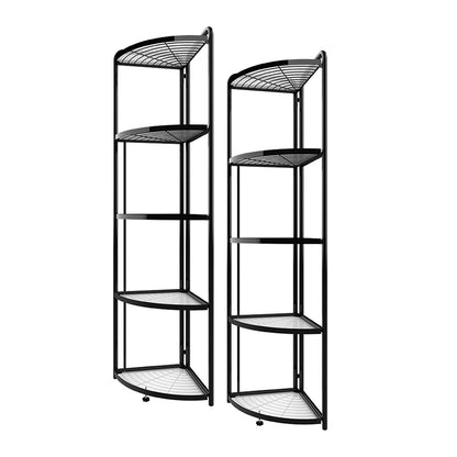 SOGA 2X 5 Tier Steel Triangular  Corner Stand Multi-Functional Shelves Portable Storage Organizer • LUZ-KitchenXY026X2