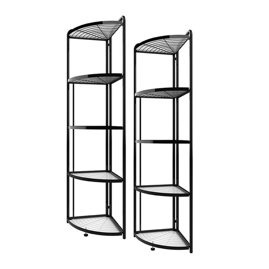 SOGA 2X 5 Tier Steel Triangular  Corner Stand Multi-Functional Shelves Portable Storage Organizer • LUZ-KitchenXY026X2