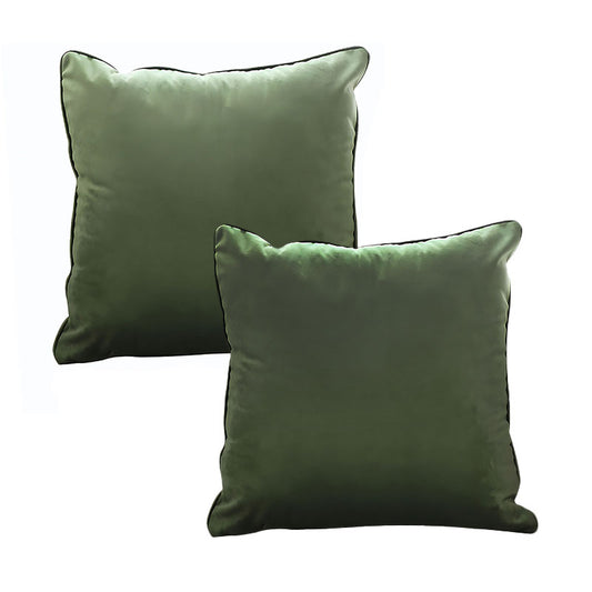 SOGA 2X 45cm Subtle Army Green Foliage Velvet Square Throw Pillow • LUZ-FrenchCushion258X2