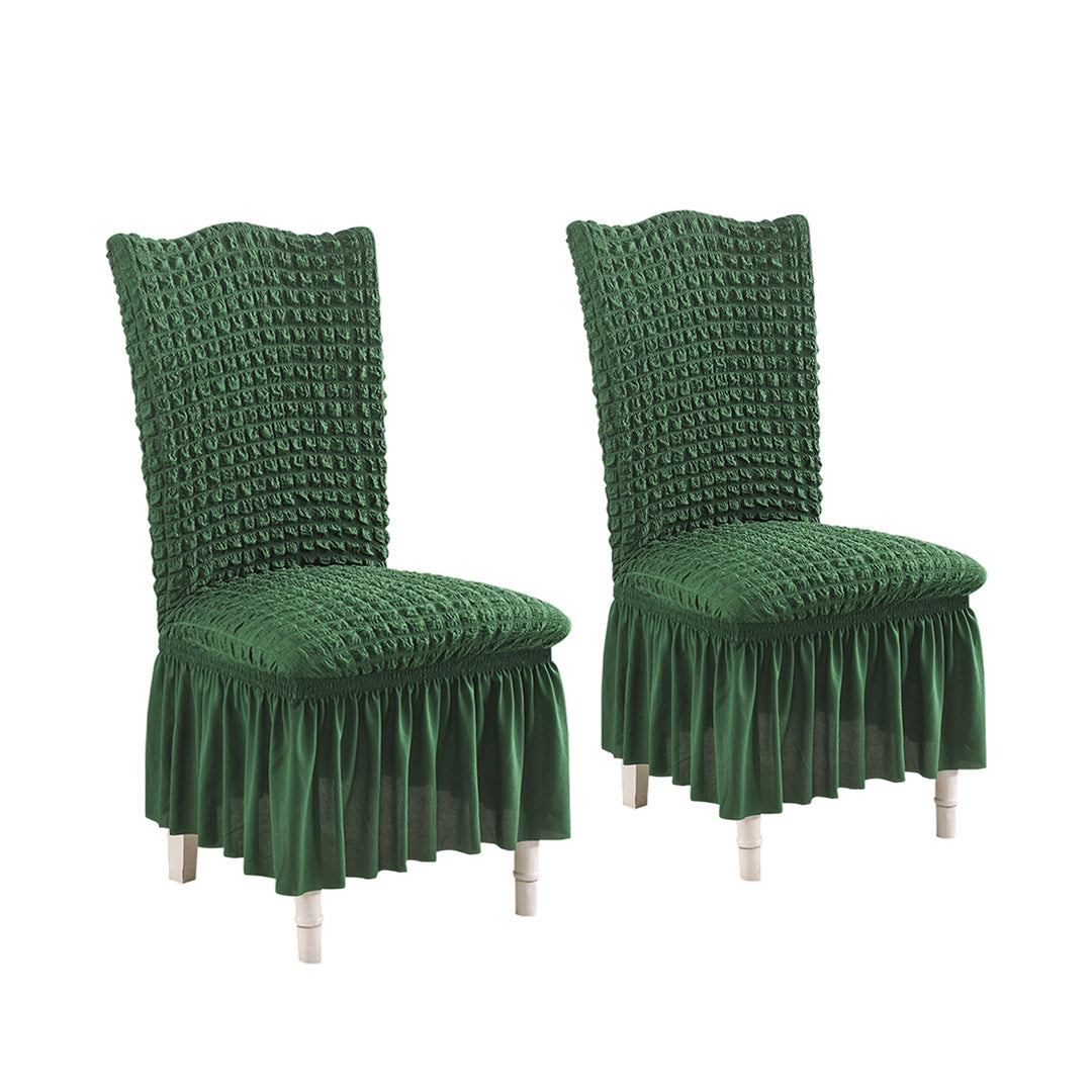 SOGA 2X Dark Green Chair Cover Seat Protector with Ruffle Skirt Stretch Slipcover Wedding Party Home Decor • LUZ-Chaircov23CX2
