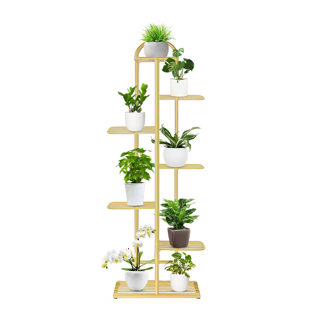 SOGA 7 Tier 8 Pots Gold Metal Plant Stand Flowerpot Display Shelf Rack Indoor Home Office Decor • LUZ-FPotH15