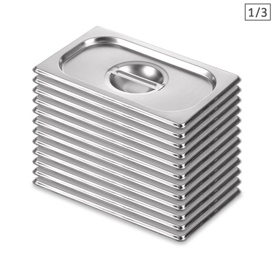 SOGA 12X Gastronorm GN Pan Lid Full Size 1/3 Stainless Steel Tray Top Cover • LUZ-GP5503-JLID3F-X12