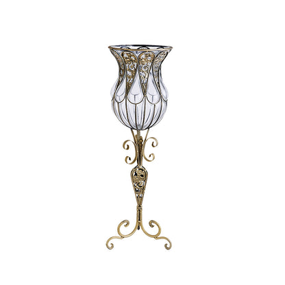 SOGA 85cm European Clear Glass Floor Home Decor Flower Vase with Tall Metal Stand • LUZ-HO-VaseYG3019Clear