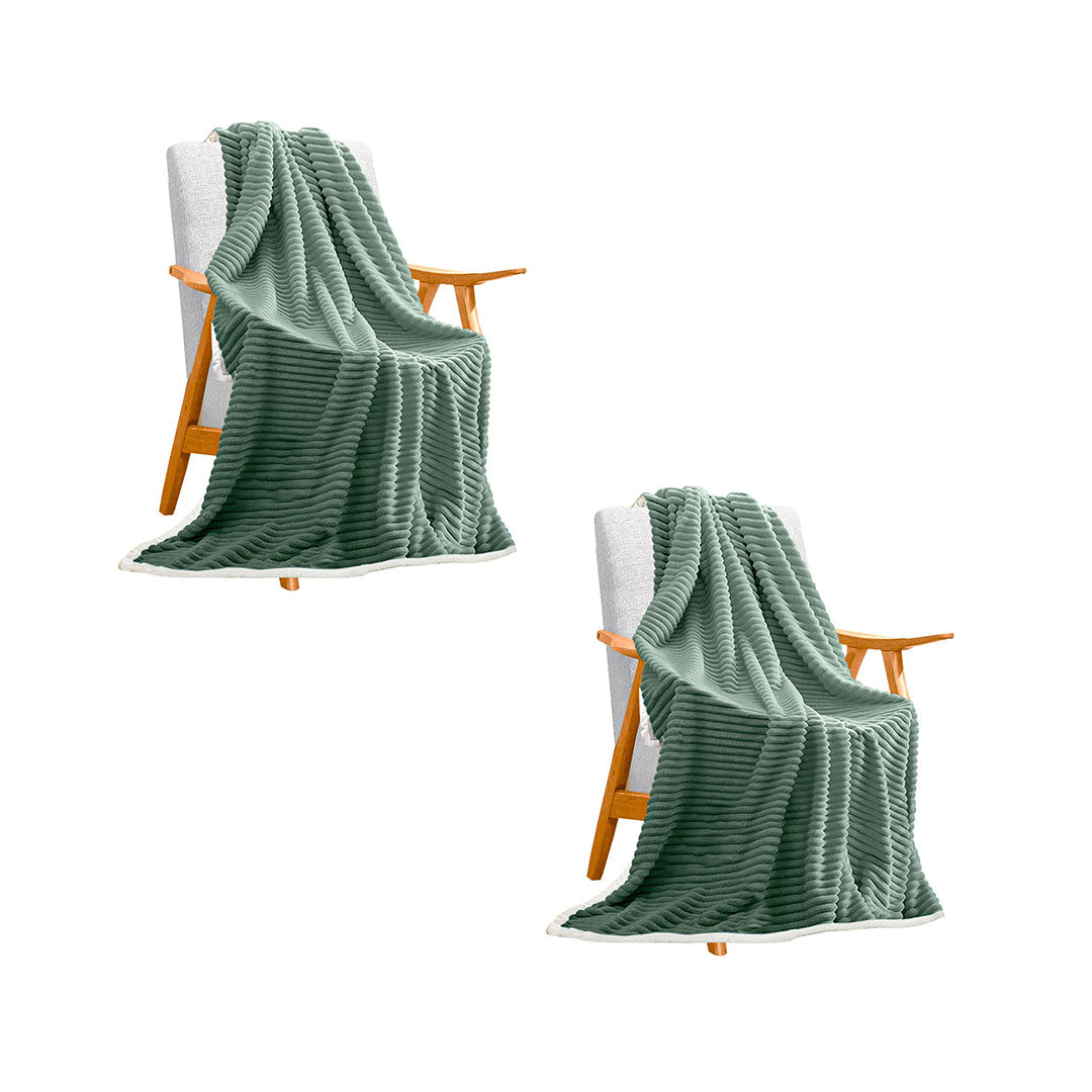 SOGA 2X Light Green Throw Blanket Warm Cozy Double Sided Thick Flannel Coverlet Fleece Bed Sofa Comforter • LUZ-Blanket307X2