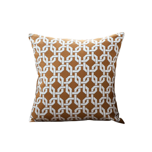 SOGA 45cm Brown Checkered Chain Jacquard Square Pillow Decorative Cushion for Living Room LUZ-FrenchCushion286