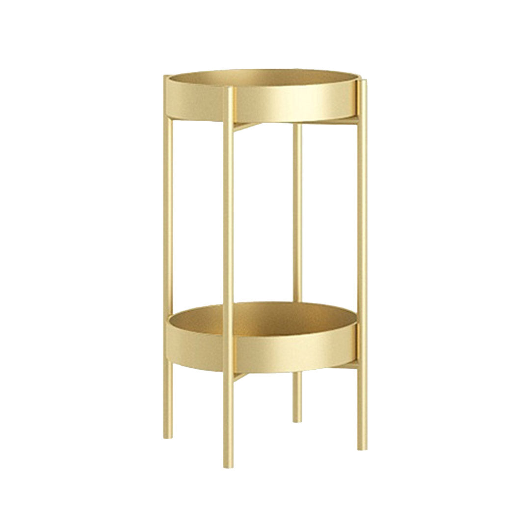 SOGA 2 Layer 50cm Gold Metal Plant Stand Flower Pot Holder Corner Shelving Rack Indoor Display • LUZ-FPotH50GLD