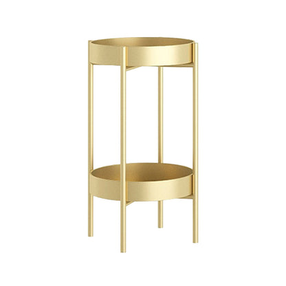 SOGA 2 Layer 50cm Gold Metal Plant Stand Flower Pot Holder Corner Shelving Rack Indoor Display • LUZ-FPotH50GLD