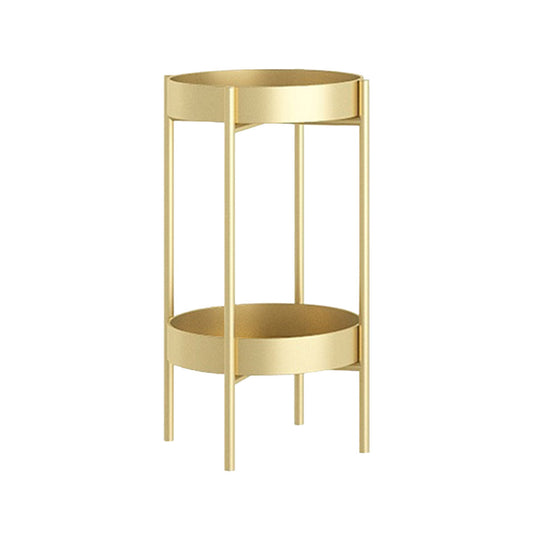 SOGA 2 Layer 50cm Gold Metal Plant Stand Flower Pot Holder Corner Shelving Rack Indoor Display • LUZ-FPotH50GLD