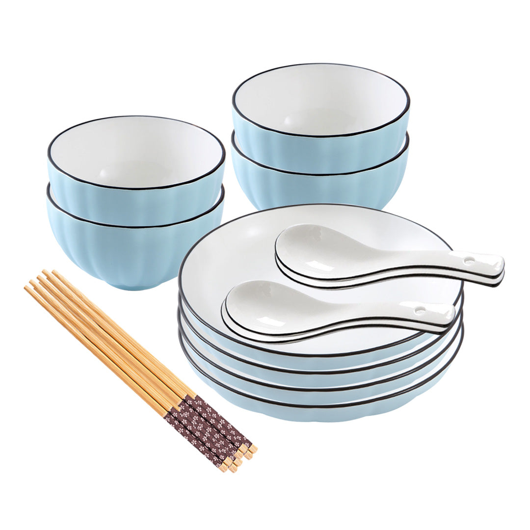 SOGA Blue Japanese Style Ceramic Dinnerware Crockery Soup Bowl Plate Server Kitchen Home Decor Set of 8 • LUZ-BowlG303
