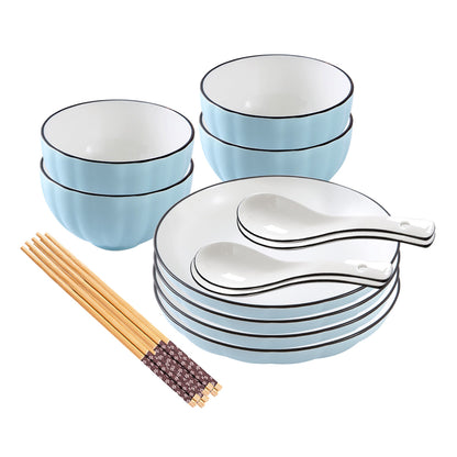 SOGA Blue Japanese Style Ceramic Dinnerware Crockery Soup Bowl Plate Server Kitchen Home Decor Set of 8 • LUZ-BowlG303